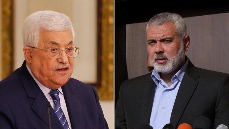 رئيس السلطة محمود عباس ورئيس المتب السياسي لحماس اسماعيل هنية.jpg