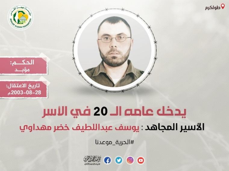 الأسير يوسف مهداوي يدخل عامه الـ (20) في سجون الاحتلال