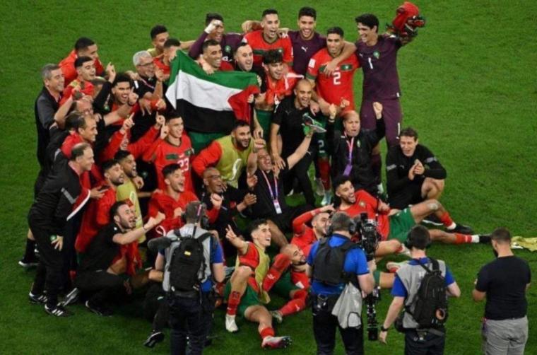 علم فلسطين منتخب المغرب