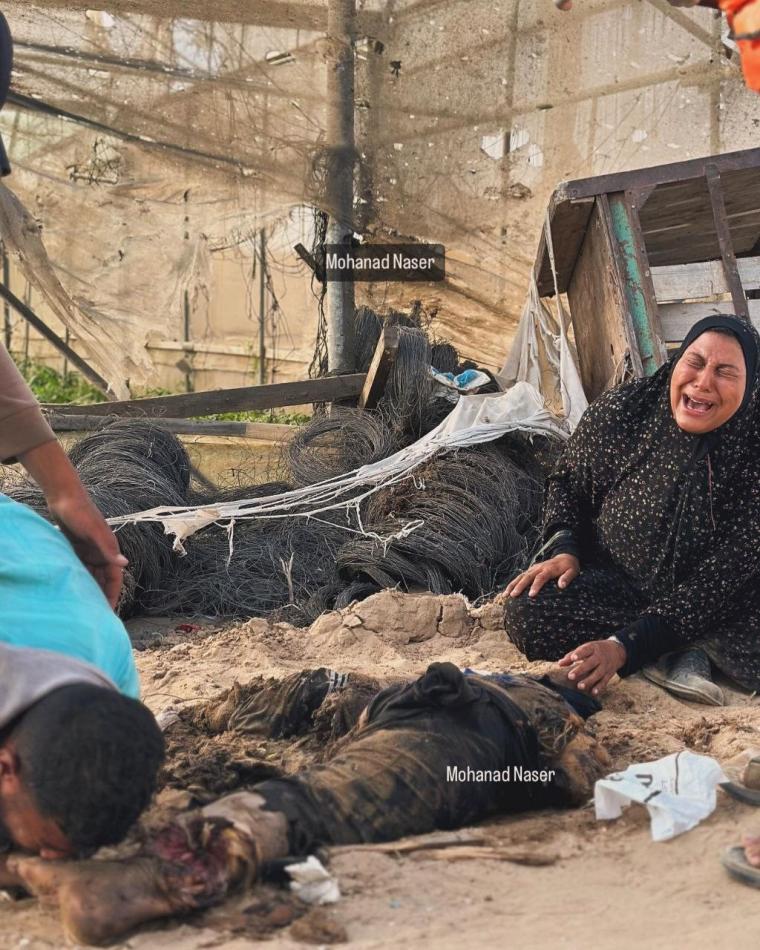 مشهد مأساوي.. أم تبكي ابنها الذي قتله الاحتلال بوحشية غرب مدينة رفح
