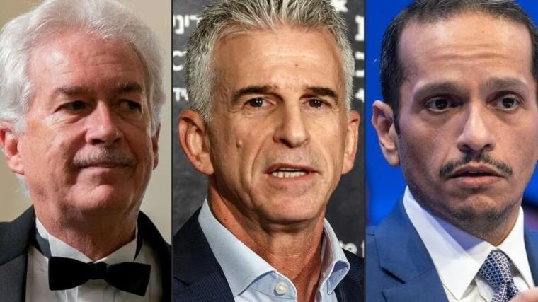 رئيس الموساد ورئيس الاستخبارات الأمريكية ووزير الخارجية القطرية
