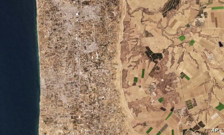 صورة جوية للمنطقة العازلة حول غززة