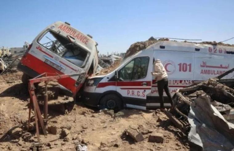 اسعافات مدمرة خلال حرب الابادة في غزة