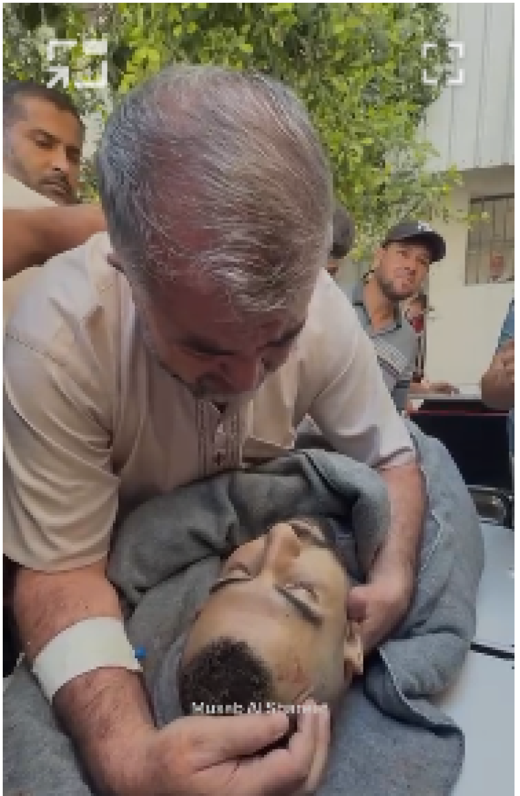 منير البرش يودع نجلة الشهيد.PNG