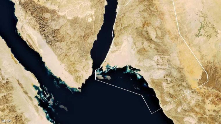 خريطة في المكان الذي سينفذ فيه المشروع وهو على اراضي سعودية ومصرية واردنية