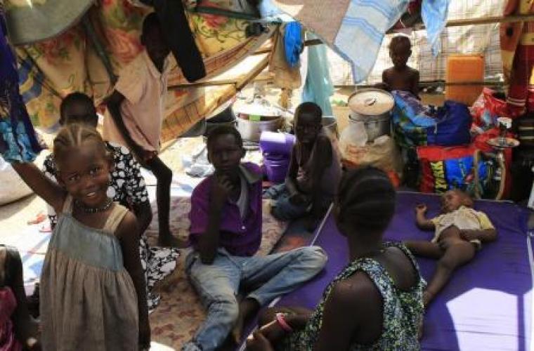 لاجئون داخل معسكر للامم المتحدة في جنوب السودان