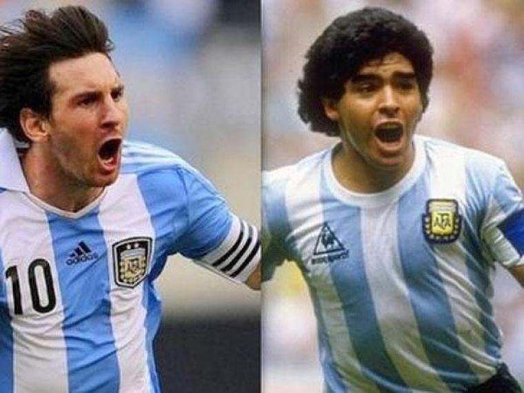 نجما الكرة الأرجنتينية اديجو ارماندو مارادونا  وليونيل ميسي