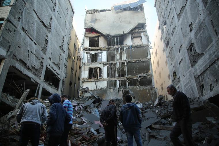صورة لأحد الوحدات السكنية المتضررة في العدوان الأخير على غزة