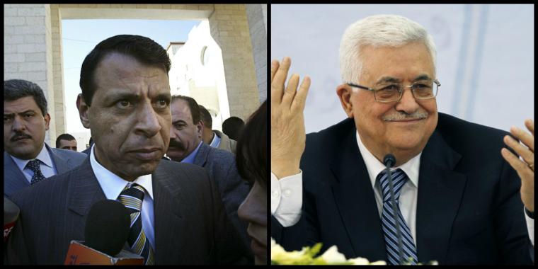 من اليمين عباس من اليسار دحلان