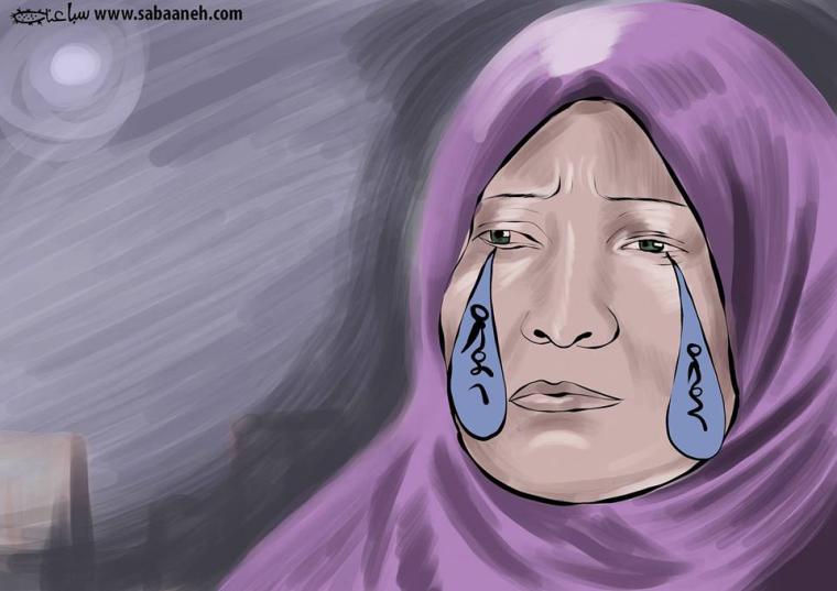 كاريكاتير لأم الأسيرين محمد ومحمود البلبول