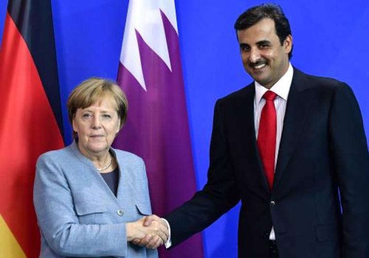 أمير قطر تميم بن حمد آل ثاني والمستشارة الألمانية أنجيلا ميركل 