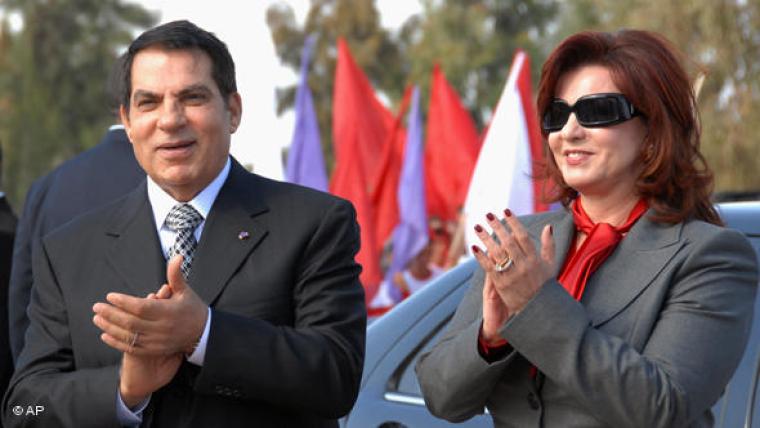 الرئيس التونسي الأسبق زين العابدين بن على وزوجته ليلى الطرابلسي