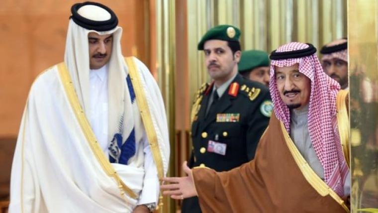 الملك السعودي و امير قطر