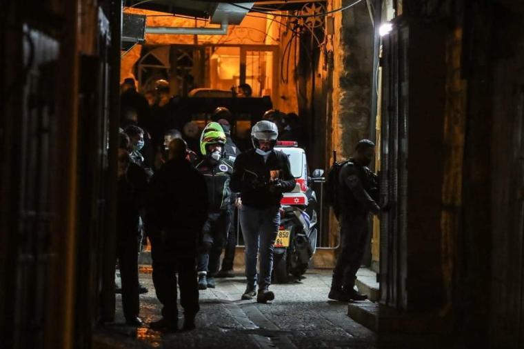 صورة من مكان تنفيذ العملية الفدائية في القدس المحتلة