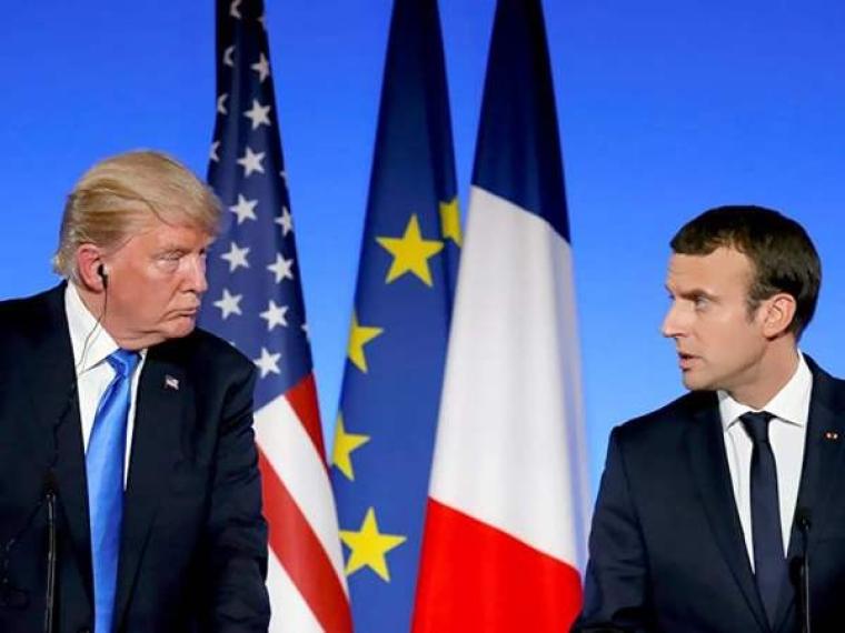 الرئيسان الفرنسي امانويل ماكرون والامريكي دونالد ترامب
