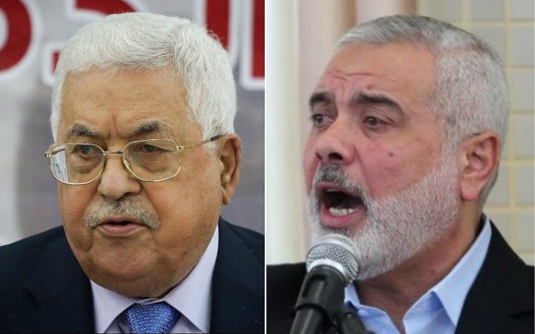 اسماعيل هنية رئيس المكتب السياسي لحركة حماس، ورئيس السلطة محمود عباس
