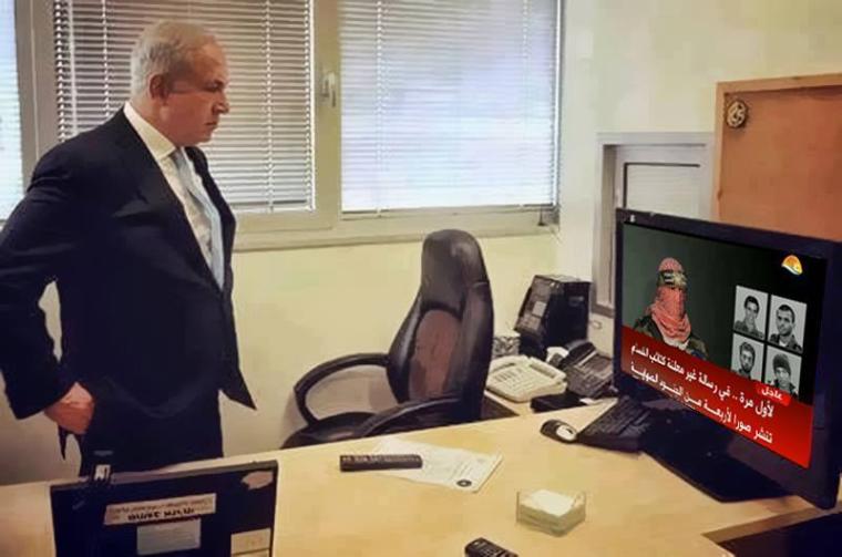 نتنياهو خلال متابعته لتصريح القسام