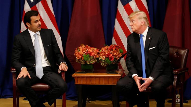 اجتماع بين الرئيس الامريكى دونالد ترامب مع امير قطر الشيخ تميم بن حمد ال ثانى