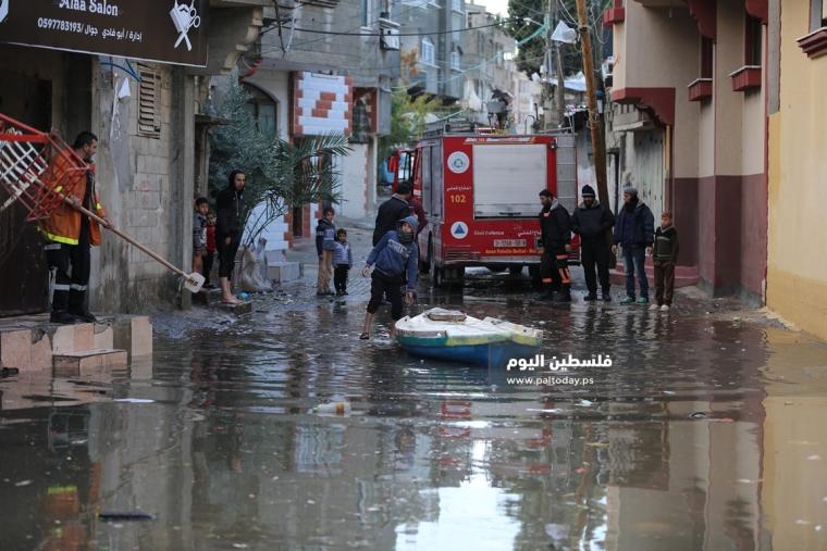 شوارع غزة بفعل الأمطار