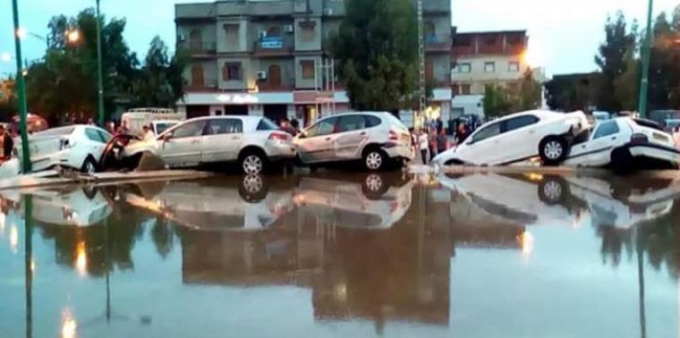 الامطار تغرق مدينة جزائرية