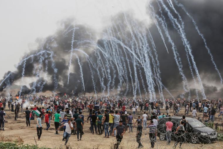 قنابل غاز مسيرات العودة مواجهات شرق غزة