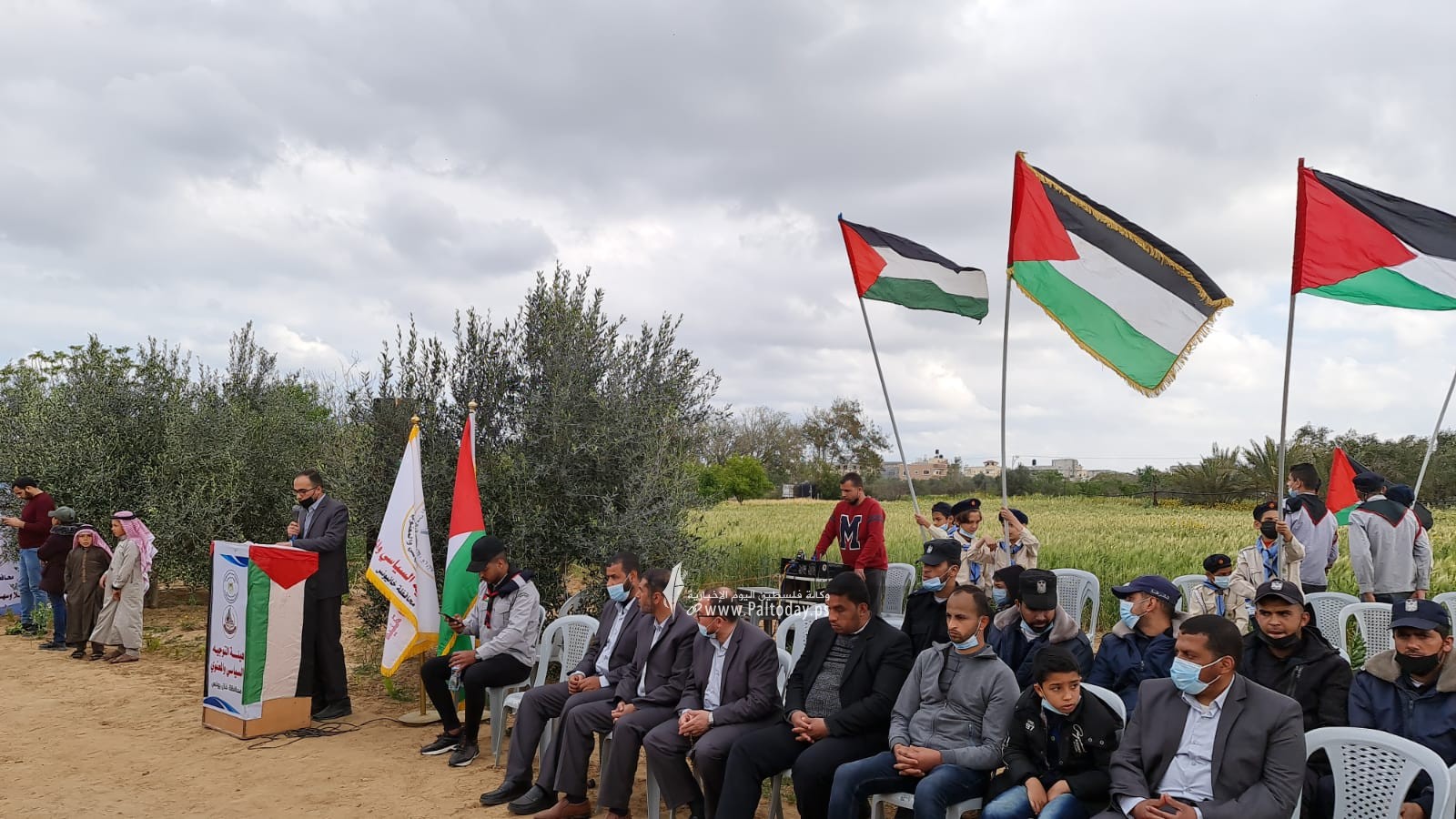 الهيئة الوطنية العليا لمسيرات العودة في قطاع غزة تحيي ذكرى يوم الأرض شرق ملكة (11).jpeg