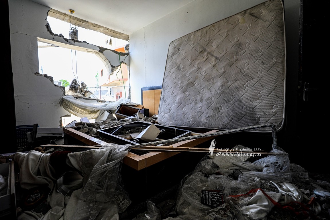 عريس عطا عليان بعد قصف شقته في بيت لاهيا (8).JPG
